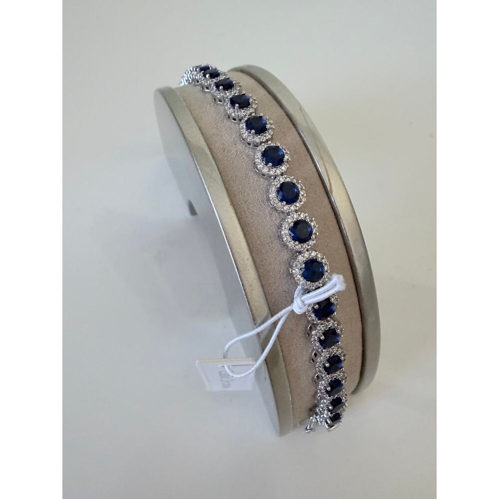 Blue Saphire & Diamond Bracelet
(Cubic Zirconia & Fine Silver Plated) - Picture 3 of 8